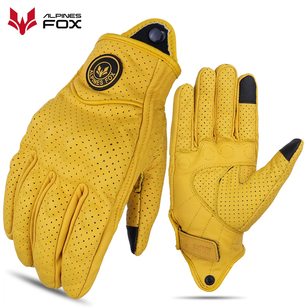 

Перчатки винтажные мужские из козьей кожи, Классические мотоциклетные перчатки с перфорацией, для мотокросса, лето