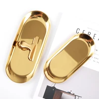 light luxury nordic style gold oval plate jewelry set small tray colorful stainless steel fast food plate metal collection plate