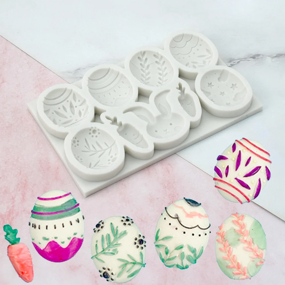 

DIY Easter Egg Set Cake Decor Silicone Candle Mold 3D Cartoon Bunny Chocolate Fondant Baking Mold Handmade Soap Cake Making Tool