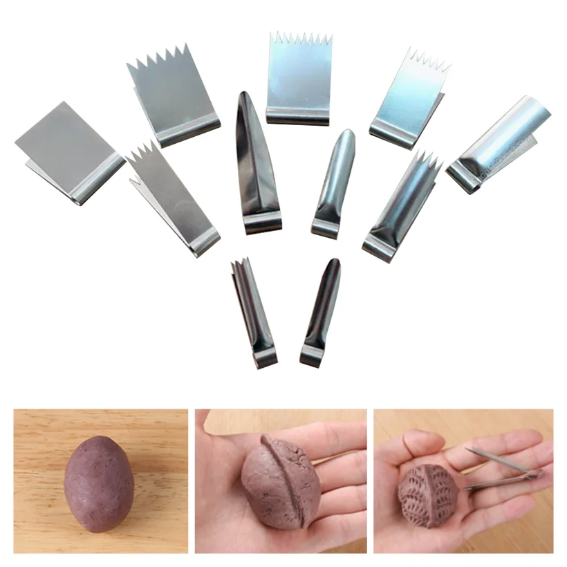 

Pottery Texture Clip 11pc/set Stainless Steel Peanut Walnut Nut Model Clip Handmade DIY Modeling Tool Clay Polymer Printing Tool