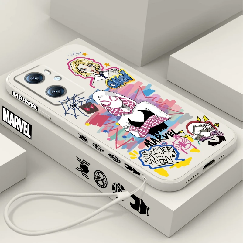 Жидкий левый трос Marvel Spider Man Gwen для OPPO Find X6 X5 X3 A98 A96 A94 A93 A77 A76 A74 A72 A57 A53 A16