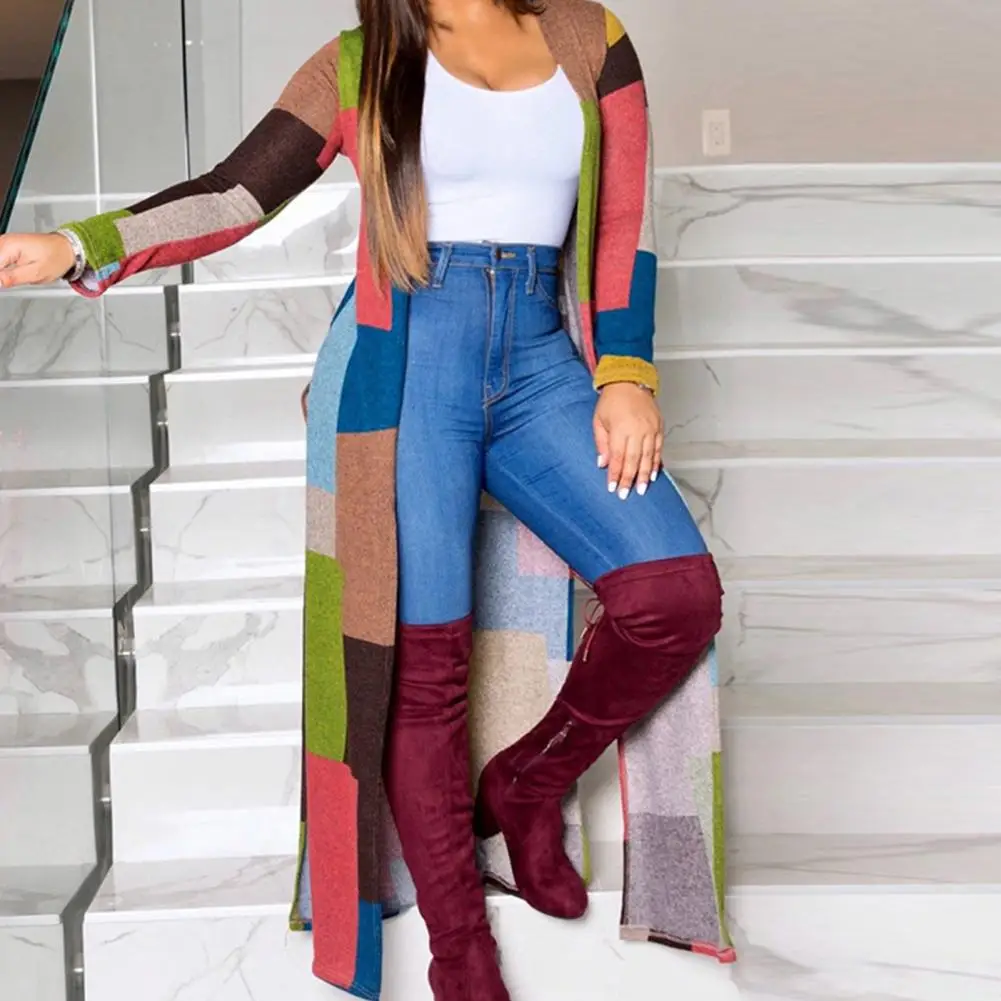 

Кардиган, пальто, универсальный Теплый Женский Простой повседневный длинный кардиган с длинным рукавом, Женское пальто для поездок