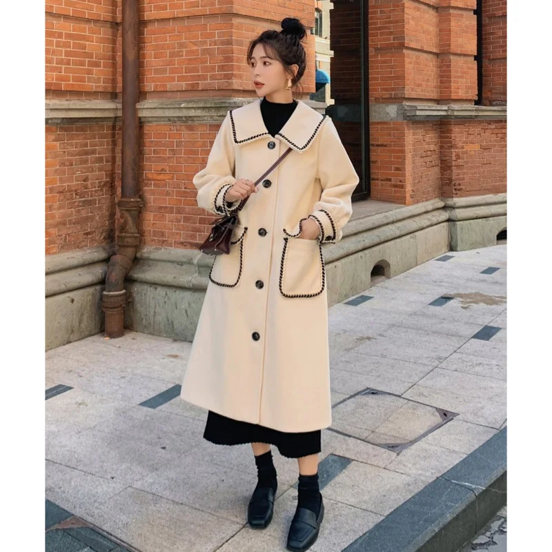 

Women Windbreaker Oversized Cloak Spring Autumn Fashion Korean Loose Long Trench Coat Woolen Jacket New Casaco Feminino Chaqueta