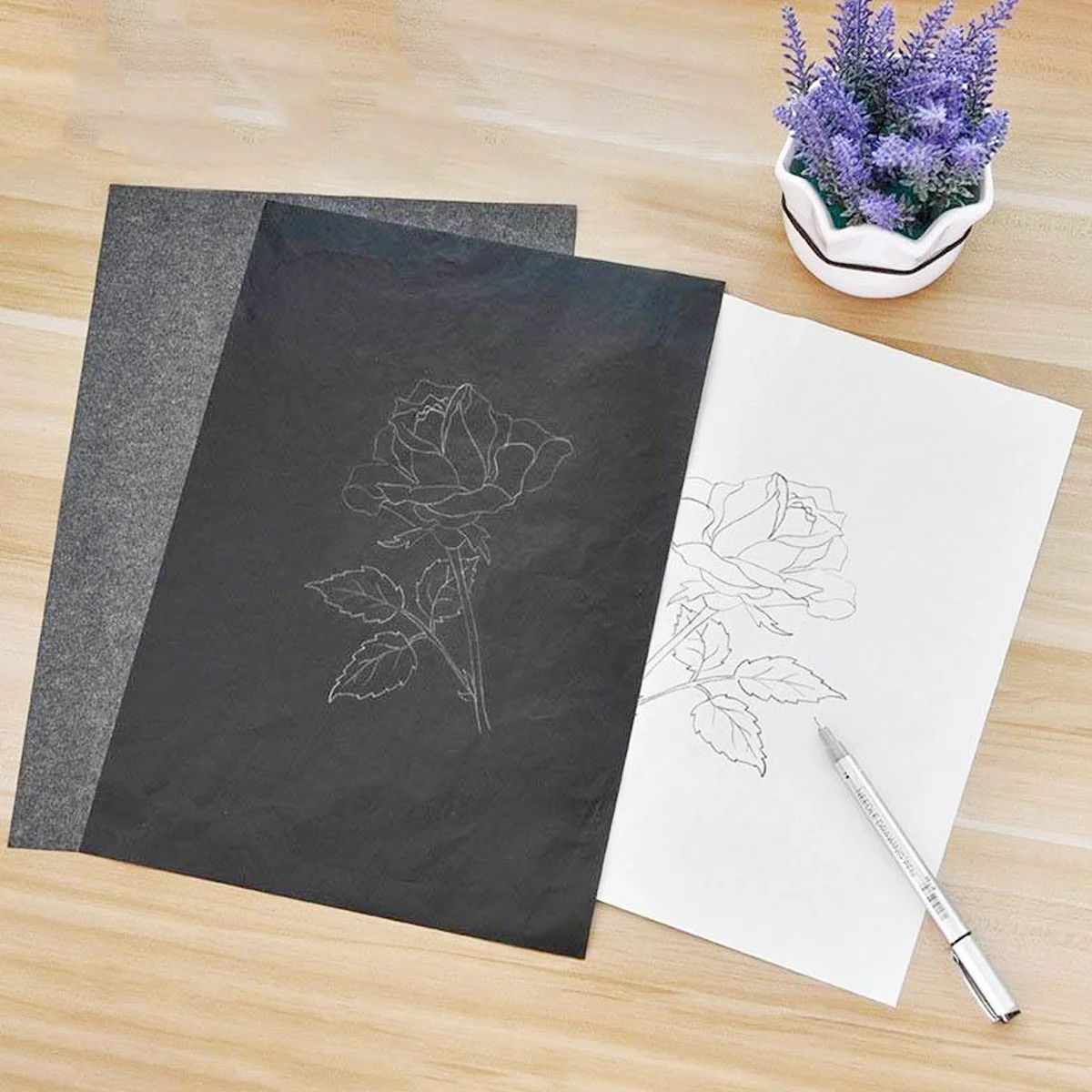 

Paper Carbon Black Sheets Tracing Transfer Writing Copy Graphite Canvas Wood Sheet Hand