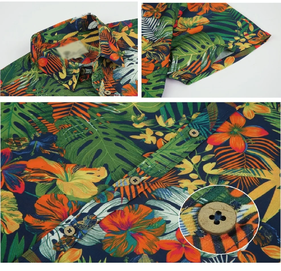 EUOW 2023 Men Clothing Men Summer Shirts Fashion Beach Printed Button Down Aloha Collared Hawaiian Shirt Breathable Casual Wear