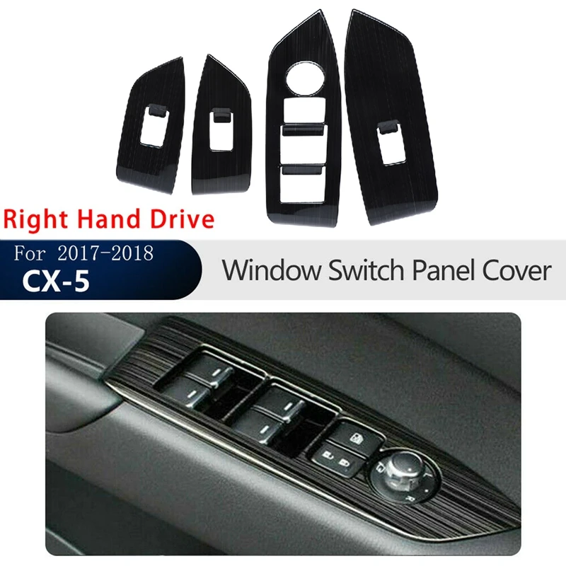 

Right Hand Drive Black Window Lift Switch Panel Protection Cover Trim Inner Door Armrest for Mazda CX-5 CX5 2017-2018