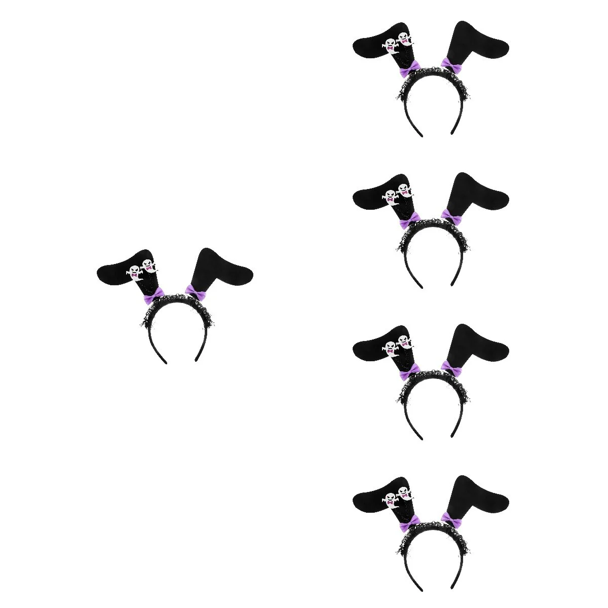 

Set 5 Halloween Bunny Ears Hair Ties Kids Headwear Party Headband Rabbit Cosplay Plastic Headbands Miss Fluffy Hairband