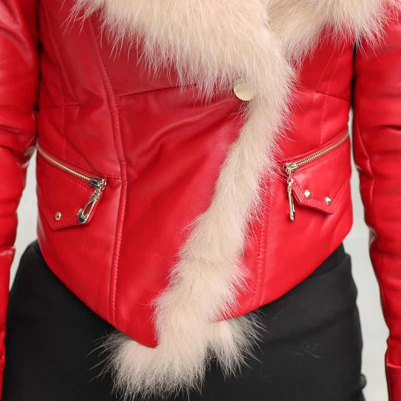 

Hot Sale 2023 Real Sheepskin Leather Jackets Women 90% White Duck Down Women's Down Jacket Fox Fur Collar Coat Female Doudoune F