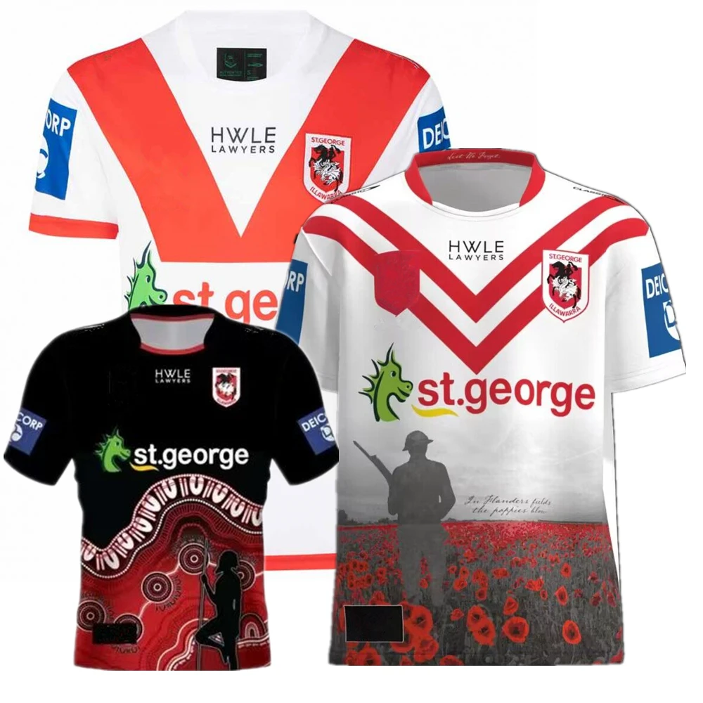 

St George Dragons INDIGENOUS ANZAC rugby jersey 2023 home away Retro rugby shirt singlet