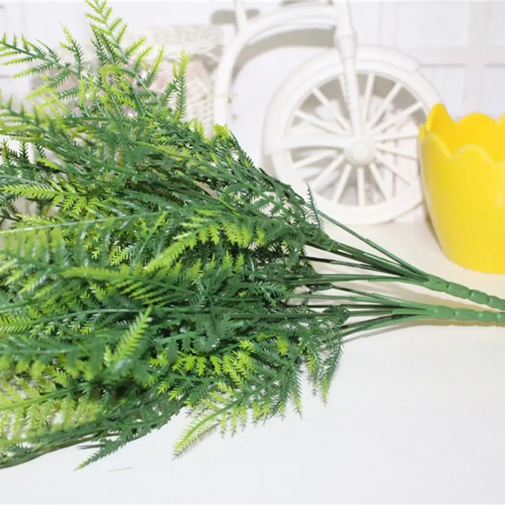 

2/4/6PCS Table Decors Artificial Asparagus Shrub Flower Window Box Plastic Green 7 Stems Garden Porch Fern Bush Plants