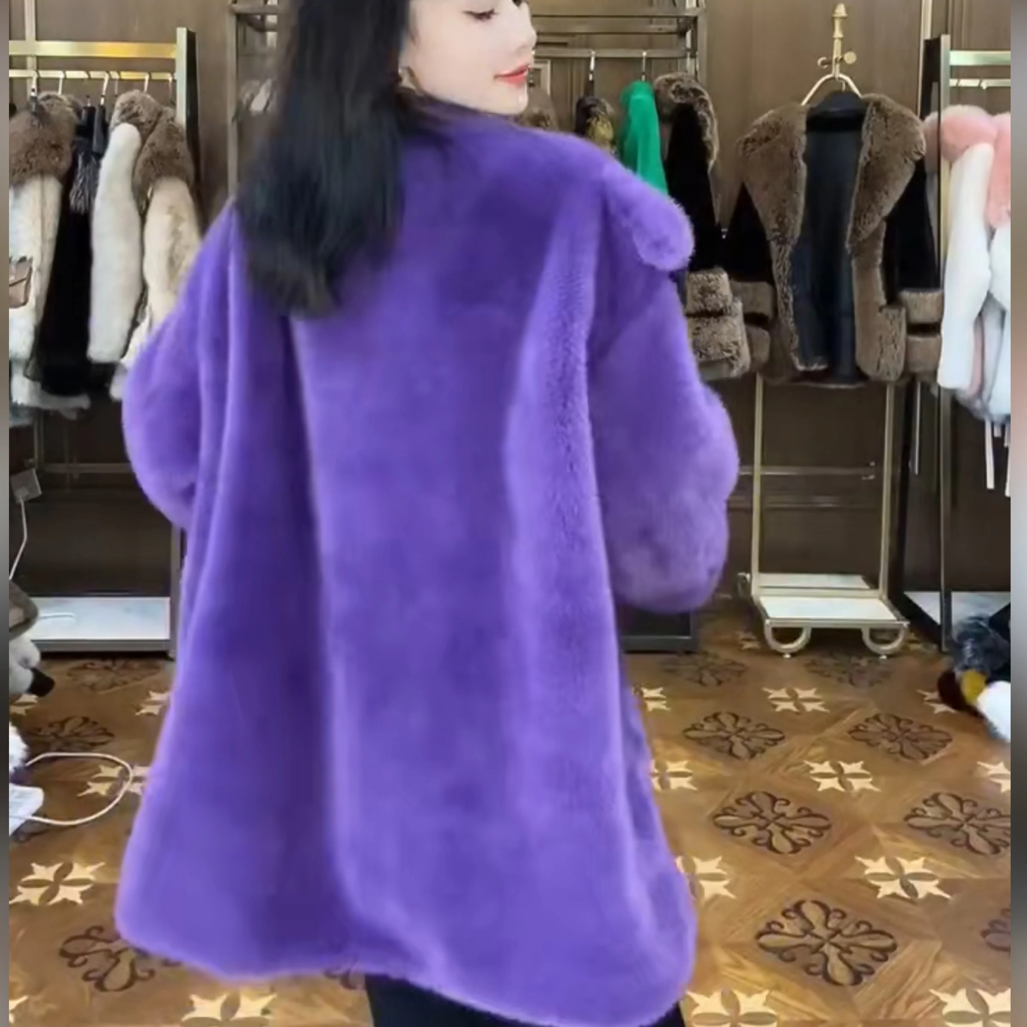 European Fur Long Sleeve Coat Female 2022 New Winter Coats Fashion Toka Double Face Wool Leather Warm Casual Sweet Fur Jacket