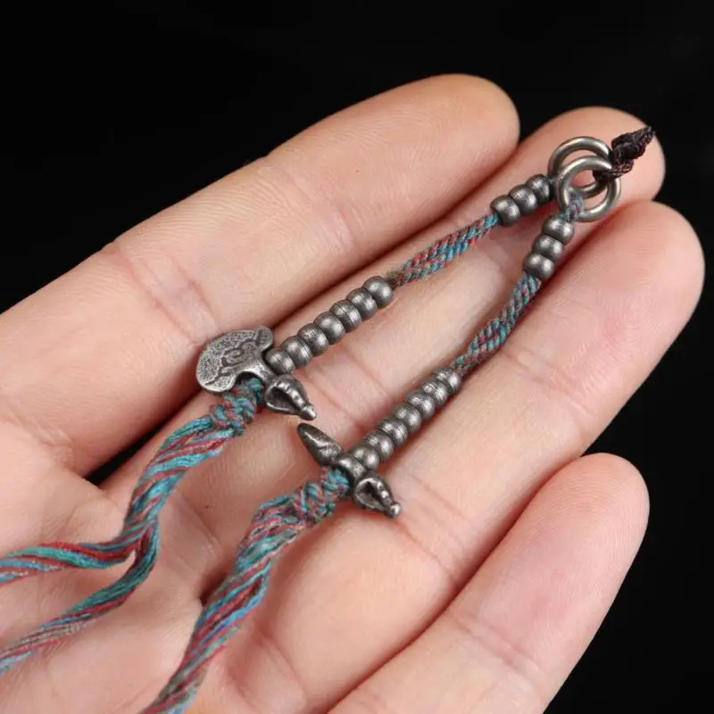 Old Tibet Buddhism Meteorite Iron Tiantie Dorje Phurpa Vajra Faqi Statue Body Protection Buddha Beads Pendant