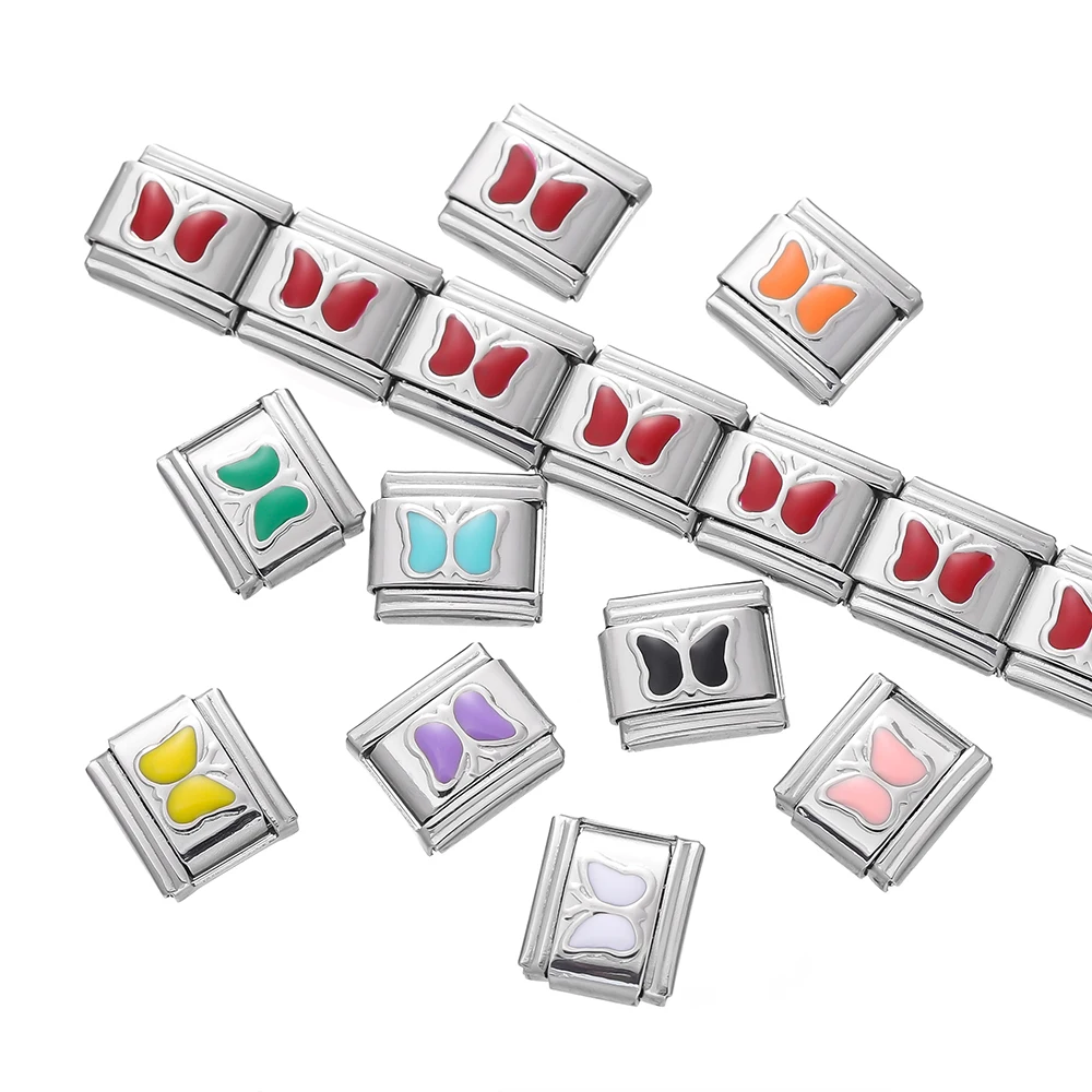 1 шт. красочные итальянские подвески в виде бабочки подходят для браслета из