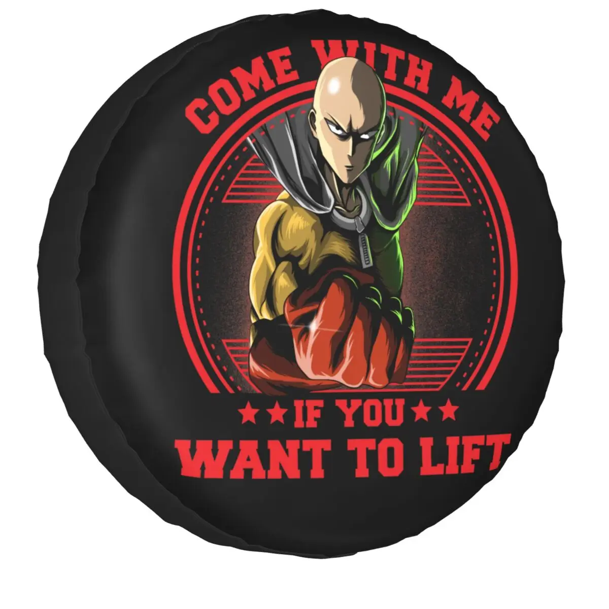 

Funny One Punch Man GYM Spare Tire Cover Saitama Oppai Superhero Anime OPM Trailer Car SUV Wheel Protector 14" 15" 16" 17" Inch