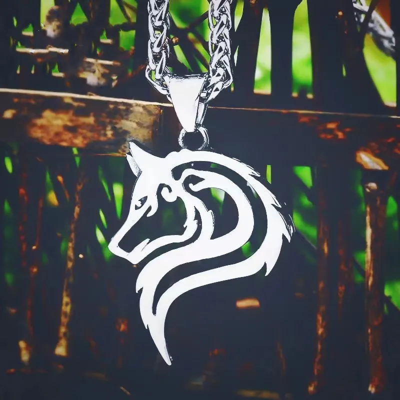 

Nordic Viking Celtic Wolf Animal Pendant Stainless Steel Necklace Men's Trend Punk Amulet Jewelry Gift