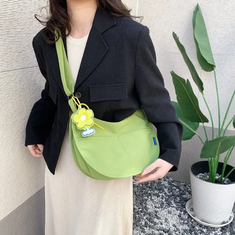 Холщовая женская сумка с карманами на молнии аниме вместительный саквояж плечо