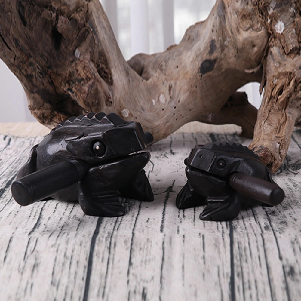 

Toy Wooden Lucky Frog Indoor Office 14.5x8x8cm Black Clackers Tone Block Kids Gift Percussion Musical Sculpture