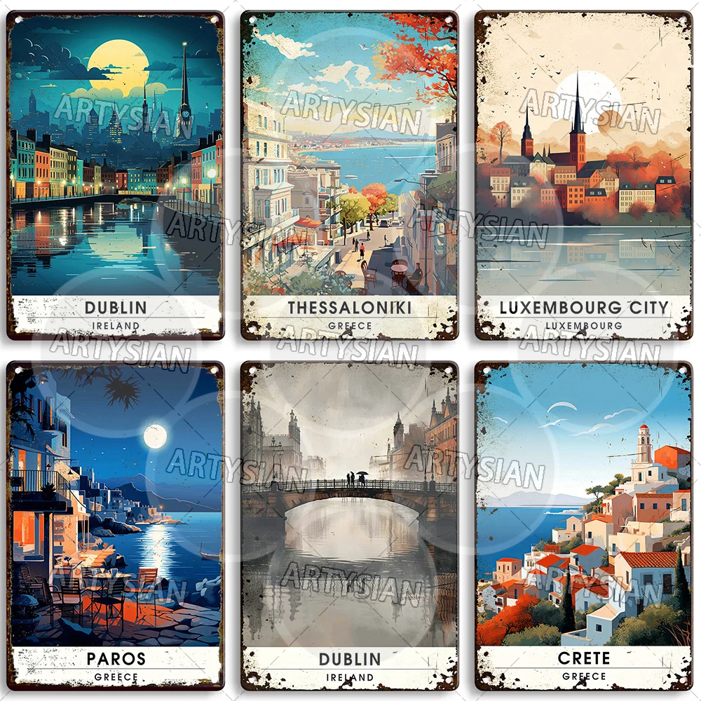 Металлический знак Подорожный городской пейзаж Эдинбург Шотландии Крите Микано