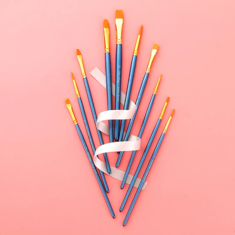 

Paint Brushes Set, 10Pcs Round Pointed Tip Paintbrushes Nylon Hair Artist Acrylic Paint Brushes for Acrylic Oil Watercolor