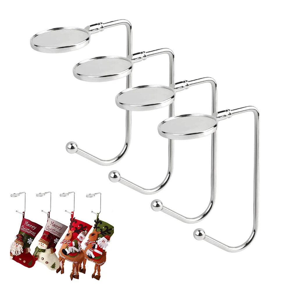 

1Pc Christmas Sock Hook Fireplace Hanger Metal Clips Xmas Stocking Holder Rack Jewelry Clasp Party Christmas Tree Hanging Hooks