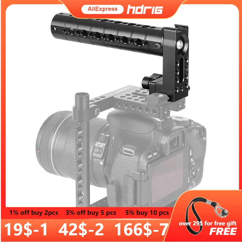 

HDRIG Aluminum Top Camera Handle Grip With Quick Release NATO Clamp For DSLR Camera Cage Rig Photo Studio cheese