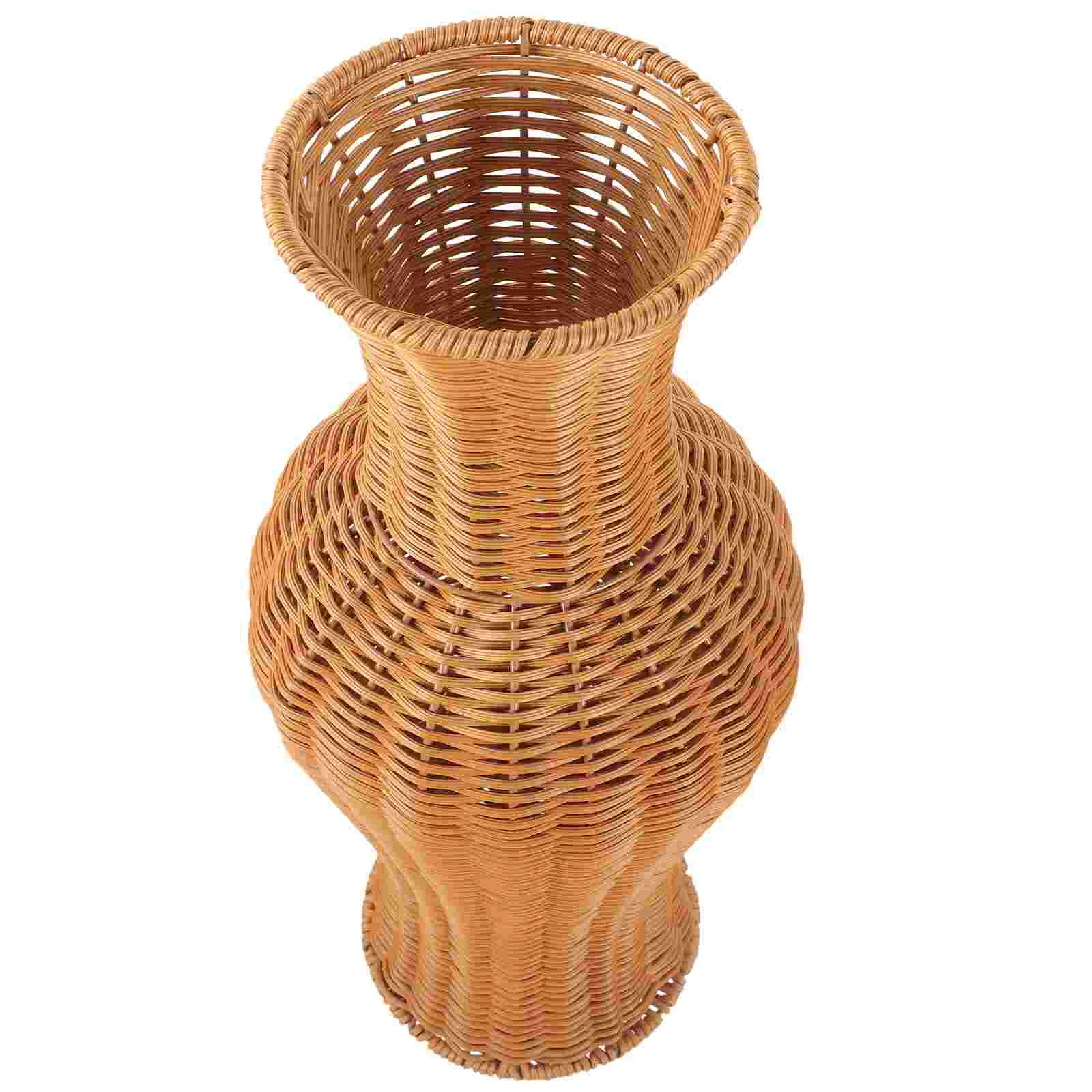 

Rattan Vase Table Decoration Indoor Flower Pots Basket Desktop Simple Containers Arrangement Decorate Floor Dried Holder