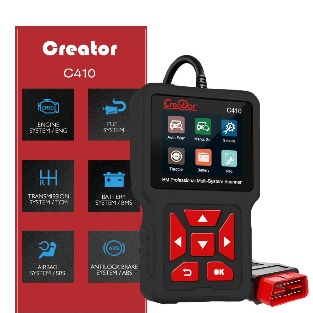 

Сканер Creator C410 OBD2 считыватель кодов для BMW, Mini Cooper, профессиональный инструмент сканирования, полносистемный диагностический сканер с ABS