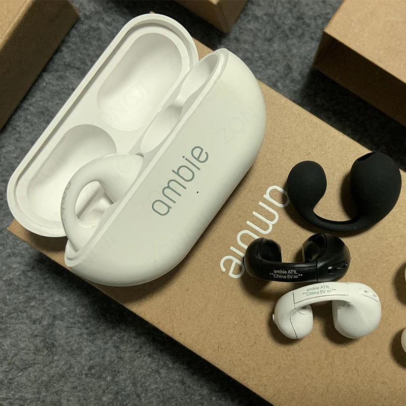 

Наушники-вкладыши Ambie со звуком, версия 1:1, беспроводные наушники Bluetooth, TWS наушники, спортивные наушники