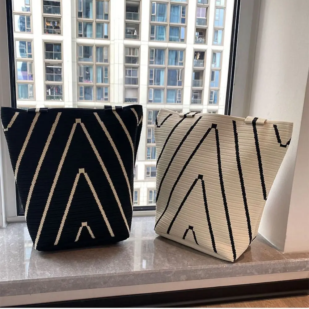 Двойная вязаная дизайнерская сумка с большой вместительностью и шелковой