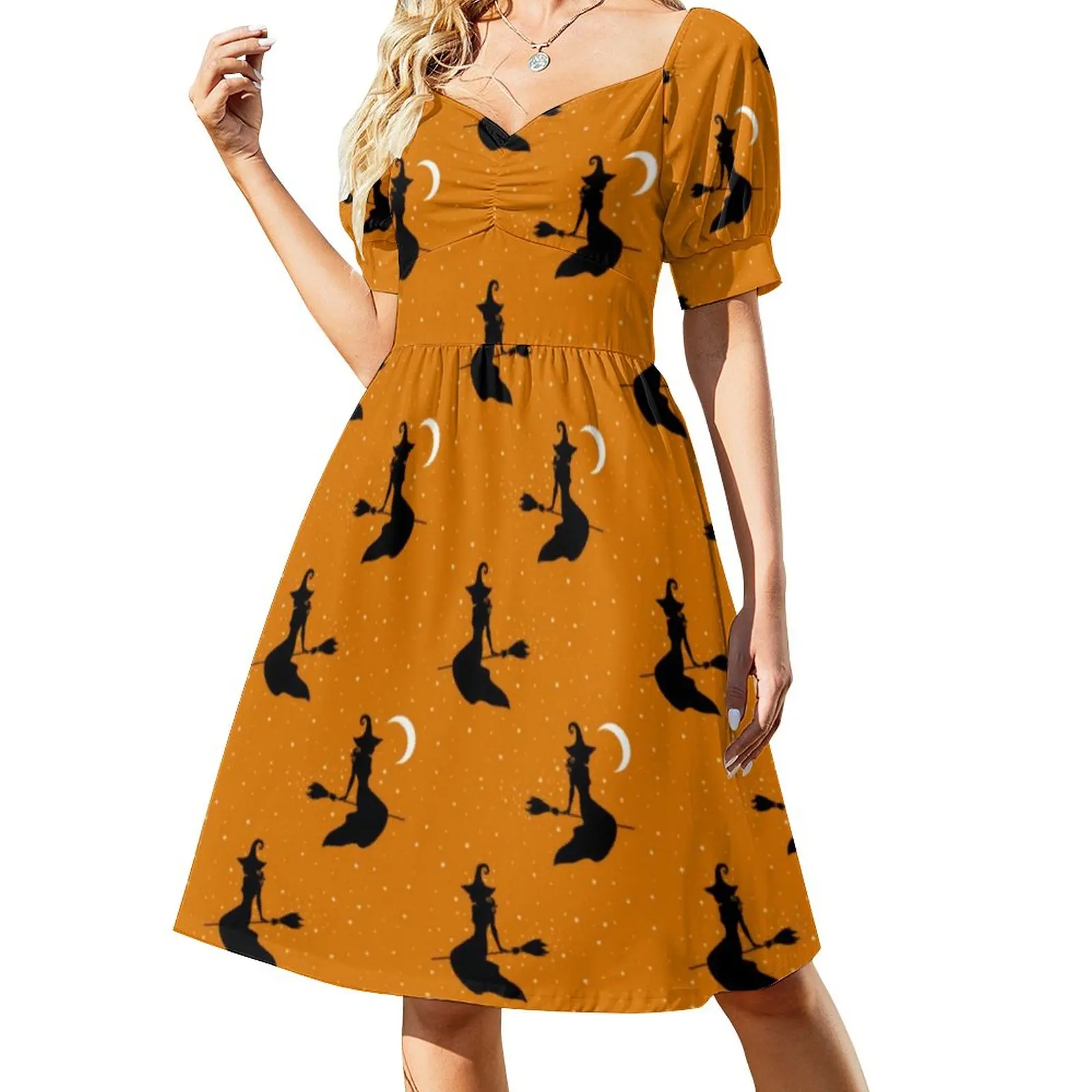 

Creepy Witch Spooky Dress Halloween Print Trendy Dresses Summer Street Fashion Casual Dress Graphic Vestidos Big Size