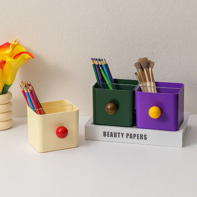 

Memphis Style Creative Pen Holder Pencil Pot Container Desktop Storage Box Sundries Organizer School Stationery Accessories