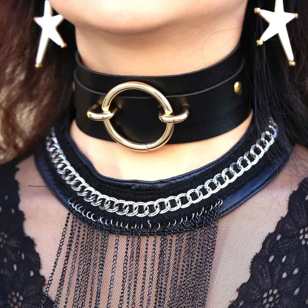 

Gothic Men's Leather Choker Sexy Goth Collar Sexy Bondage Harajuku Egirl Necklaces for Women Kpop Collier Jewelry Fres Shipping