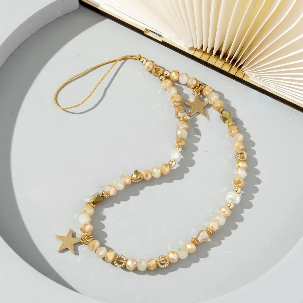 Акриловый Кулон С Пятиконечной Звездой И Бусинами Цепочка Для Телефона Модный