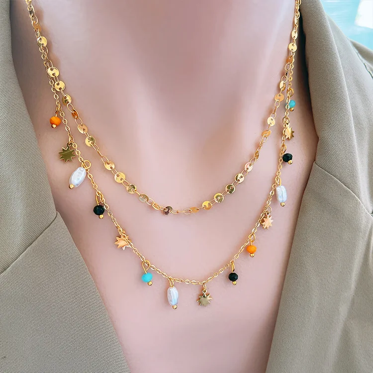 

Bohemia Stainless Steel Necklace Waterproof Gold Plated