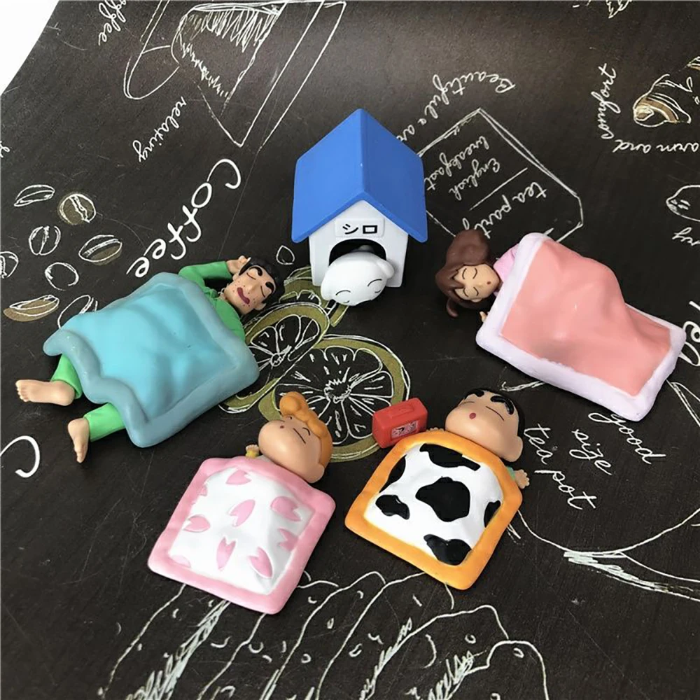 

Bandai Crayon Shin Chan Cartoon Figure Kawaii Toy Anime Family Sleep Series Decorations Action Figurines Japanese Toys Gift