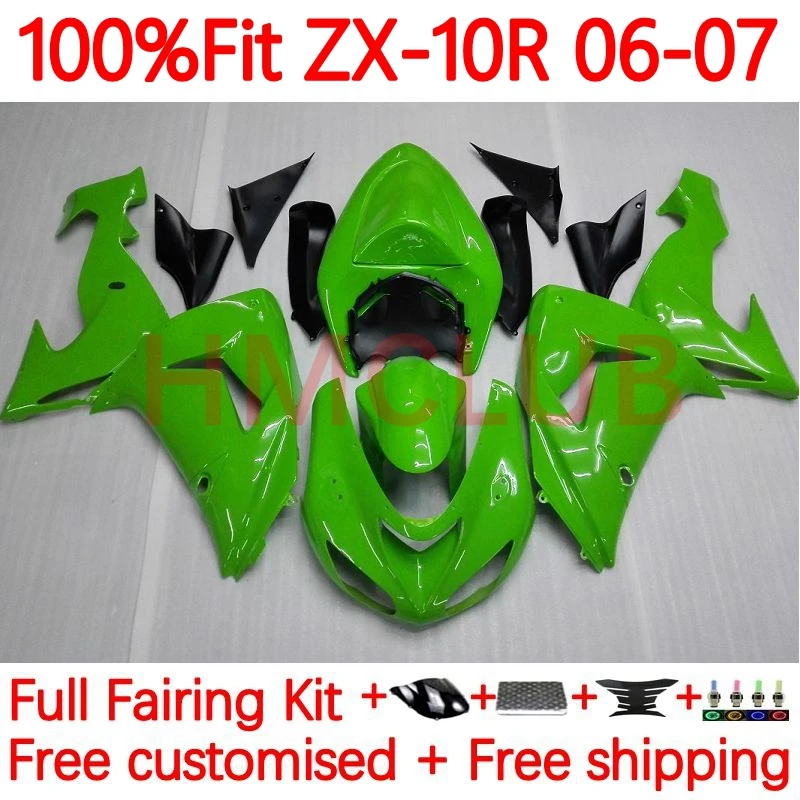

Injection Kit For KAWASAKI NINJA ZX-10R ZX 10R 1000 CC 10 R 1000CC ZX10R 2006 2007 ZX1000 06 07 OEM Fairing 69No.22 glossy green