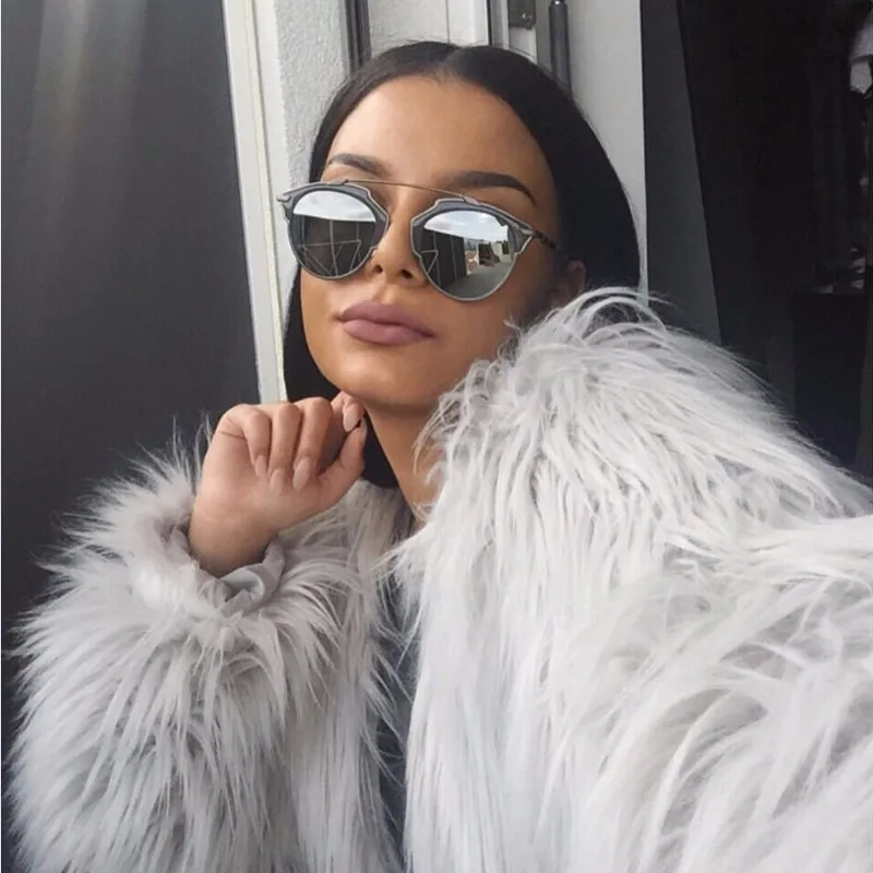 Autumn Winter Fluffy Outfits White Furry Fur Coat Women Elegant Warm Long Sleeve Female Outerwear Coat Jacket Hairy Overcoat 2XL