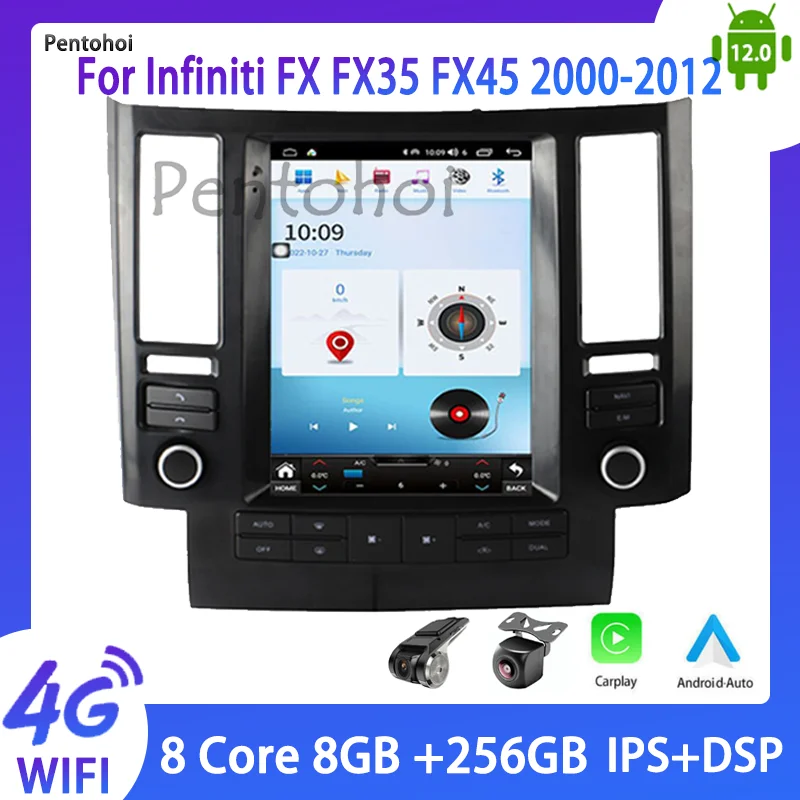 Pentohoi Car Radio For Infiniti FX FX35 FX45 2000-2012 Android 12  DVD Multimedia Video Player Stereo Carplay Auto GPS 4G WIFI