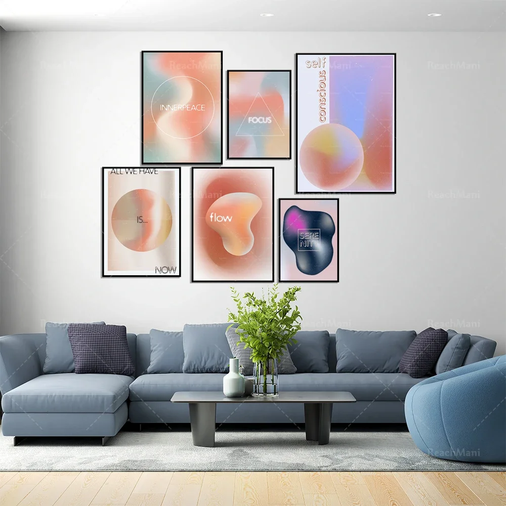 У нас есть только постеры с ореолом градиентом в стиле ретро зернистые градиенты