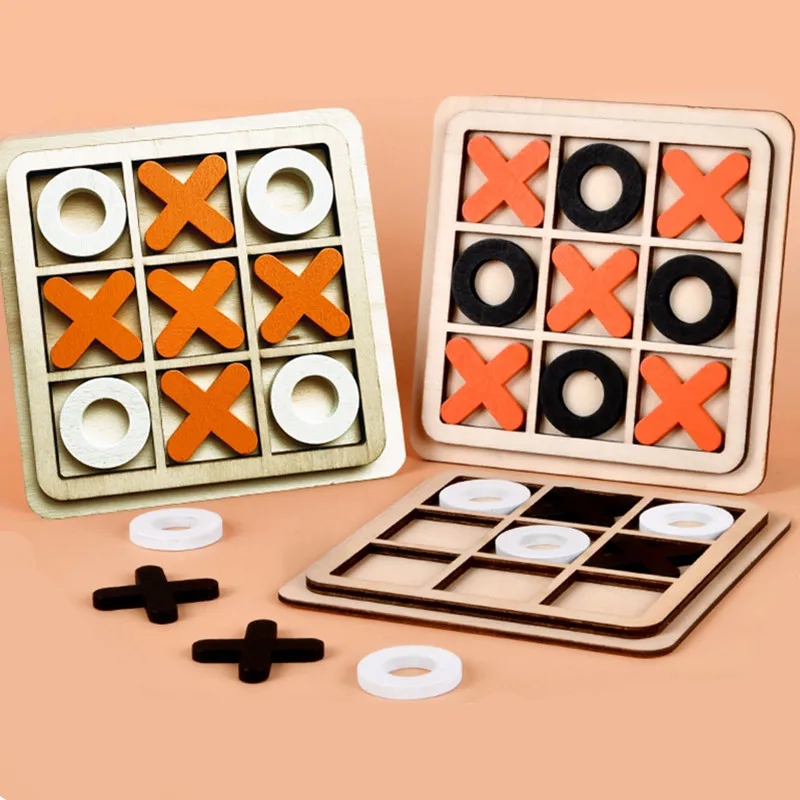 

Funny Wooden XO Tic Tac Toe Board Game Children's Parent-child Interactive Leisure Entertainment Game Toys Kids Puzzle Gift