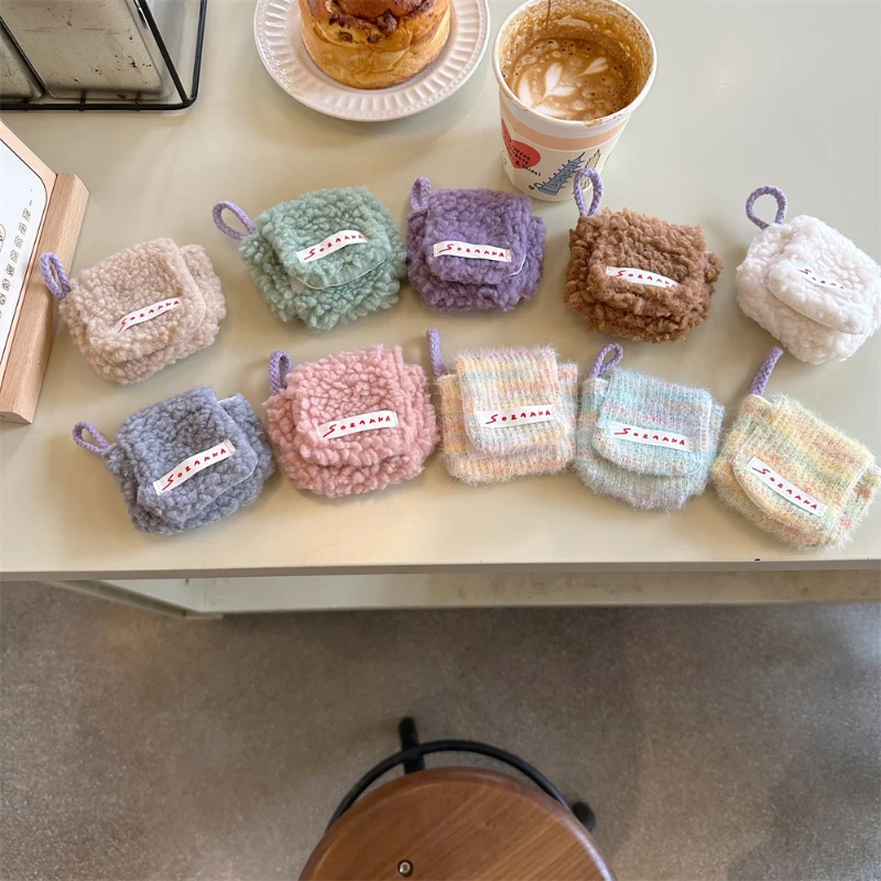 Однотонный плюшевый Кошелек для монет милый кошелек ключей денег карт маленькие