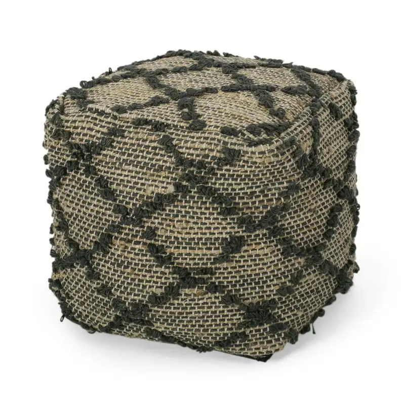 

Colbert Hemp and Cotton Handcrafted Pouf, Charcoal, 16" x 16" For living room Leisure Sofa Furniture Chairs