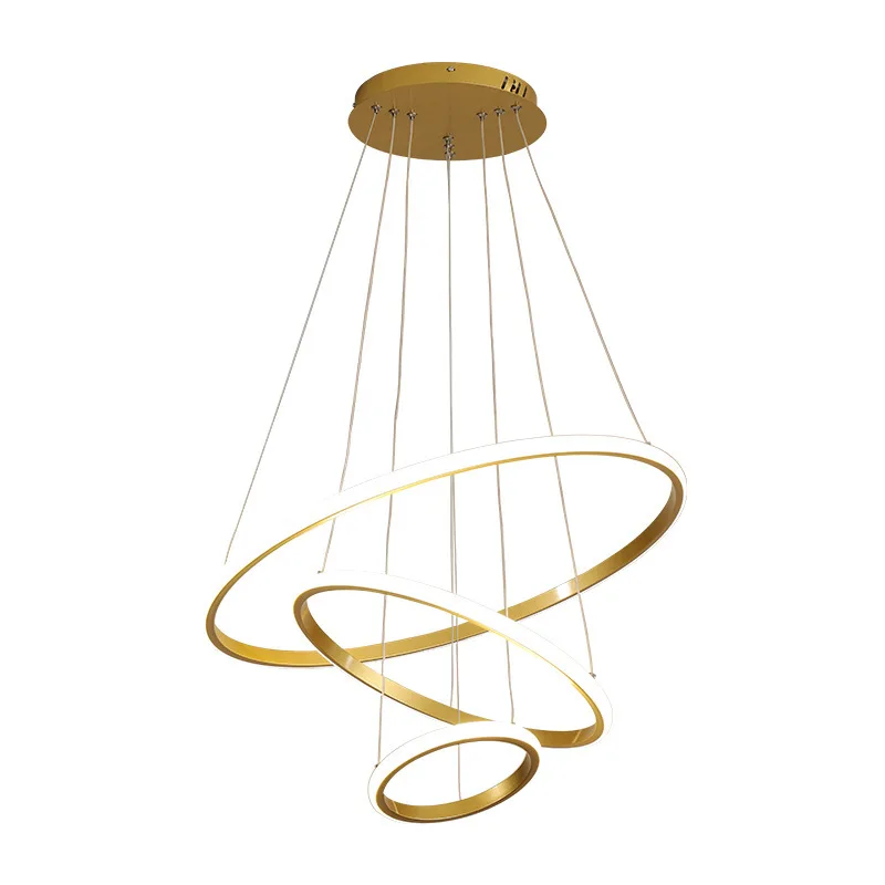

Nordic Restaurant Chandelier Modern Simple LED Living Room Lamp Golden Luxury Ring Bar Creative Study Bedroom pendant lights