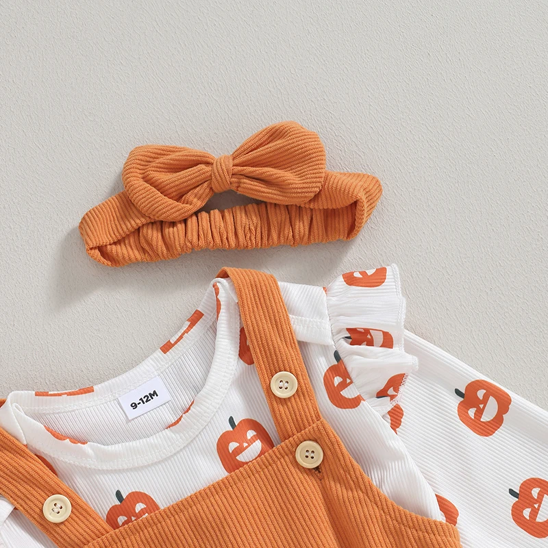 

ZZLBUF Newborn Infant Baby Girl 3Pcs Outfits Long Sleeve Romper Top Fox Print Suspender Skirt Headband Set Dress Fall Clothes