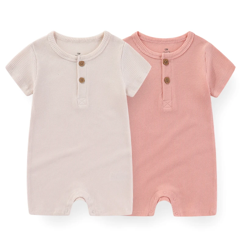 Хлопковая вафельная Одежда для маленьких девочек 0-24 месяцев 2 предмета