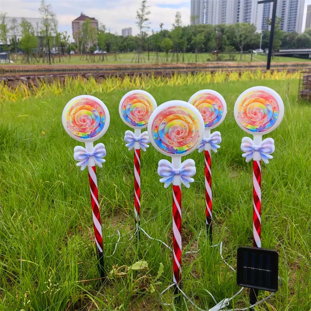 5 шт. солнечные фонари для газона уличный Рождественский лук леденец