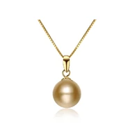 charming 8mm natural south sea genuine golden perfect round pearl pendant free shipping for women jewelry pendant