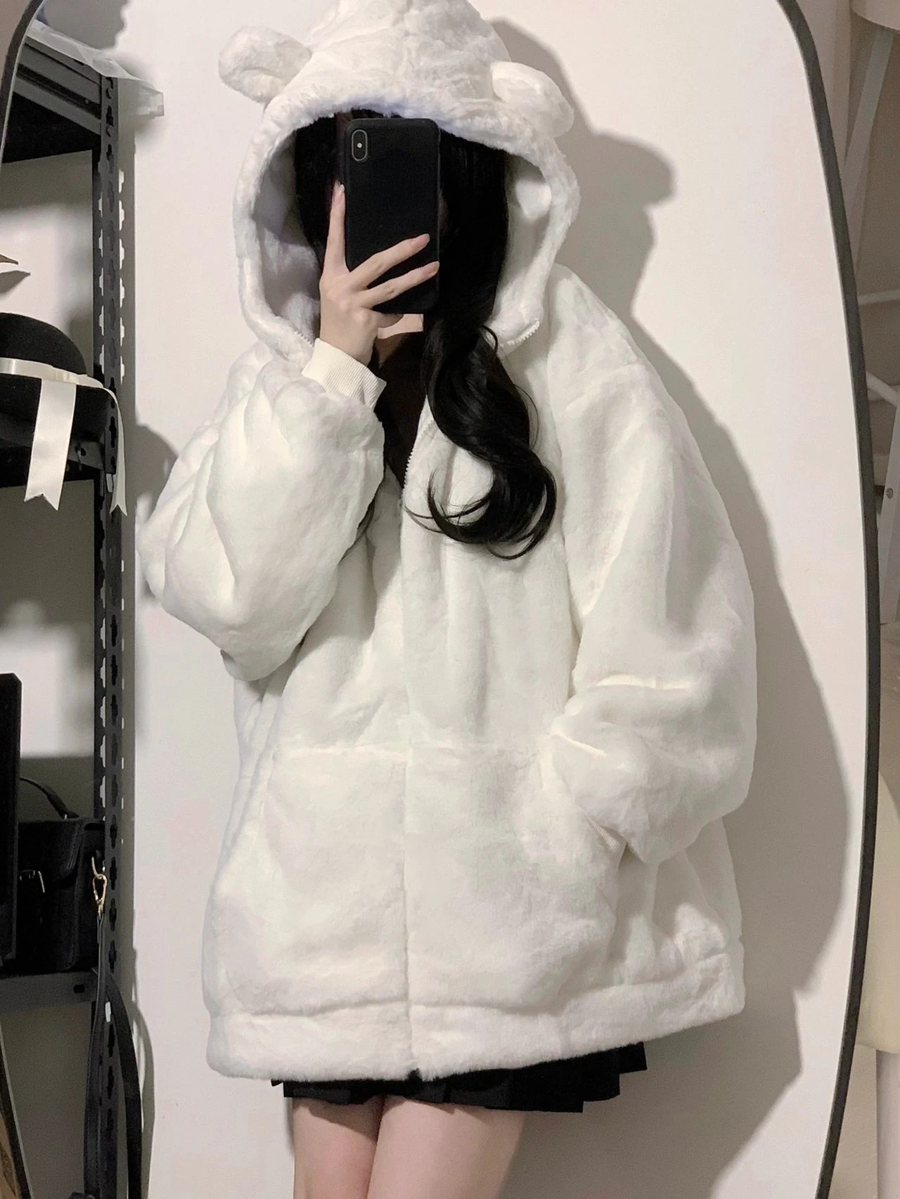 Женский пушистый пиджак в японском стиле Y2k теплая куртка гранж эстетике феи