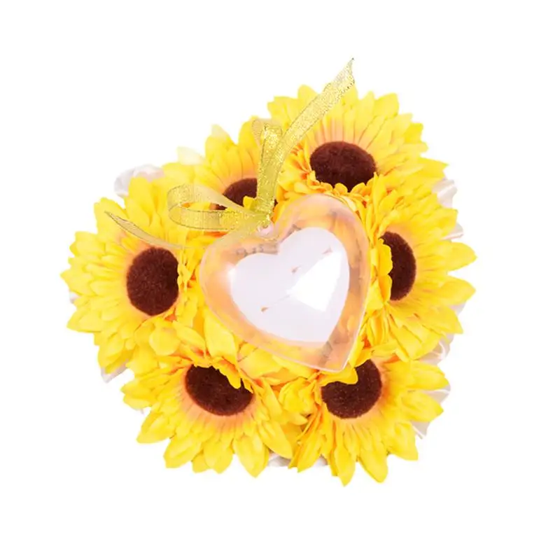 

1pc Ring Pillow Sunflower Elegant Decorative Ring Pillow Party Decor for Wedding