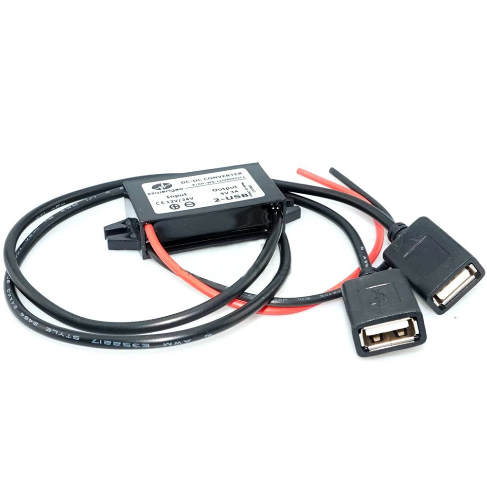 

1PCS 12V To 5V 3A Dual USB Power Supply Adaptor DC Converter Connector Charger Electrical Equipment Supplies Business Industrial